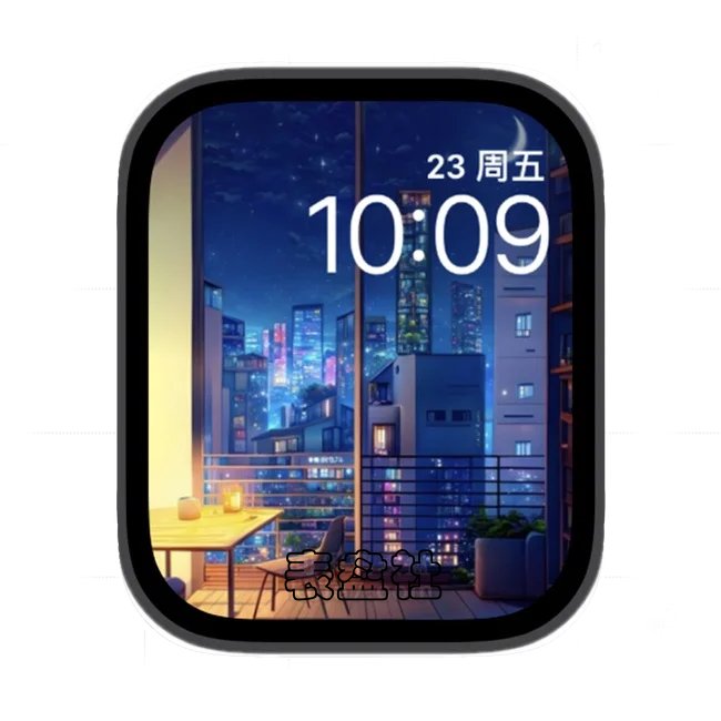 城市高楼万家灯火苹果手表iwatch壁纸表盘
