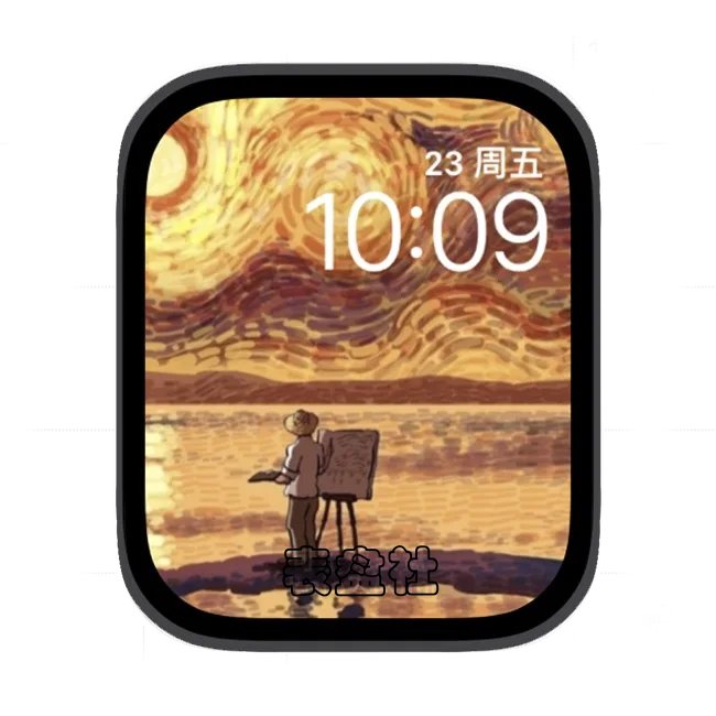 梵高的山河落日苹果手表iwatch壁纸表盘