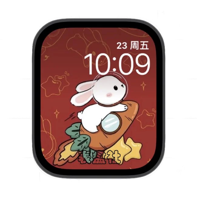 兔飞猛进坐在胡萝卜飞船苹果手表iwatch人像表盘