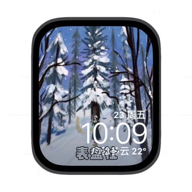 森林雪景插画苹果手表iwatch壁纸表盘
