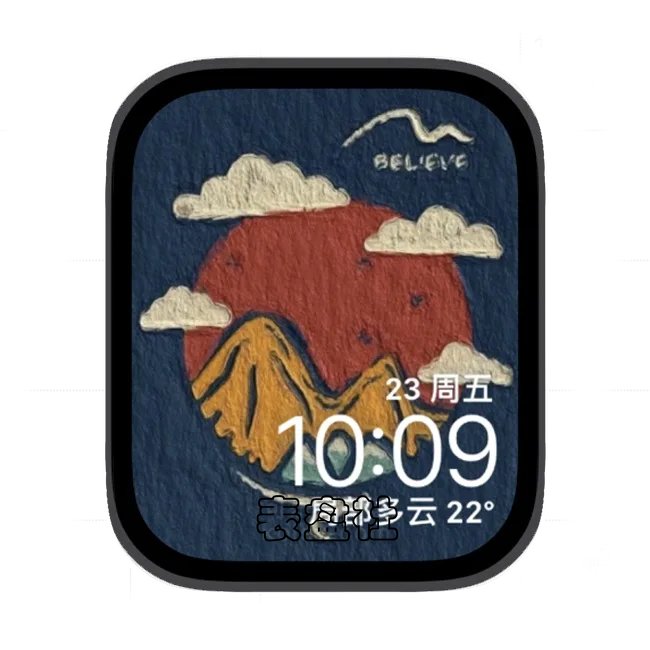 红日东升插画苹果手表iwatch壁纸表盘