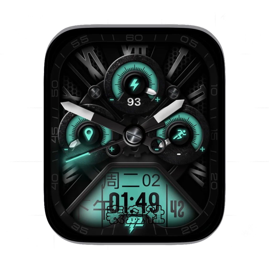 RLMade高级磨砂黑荧光绿三盘式表盘