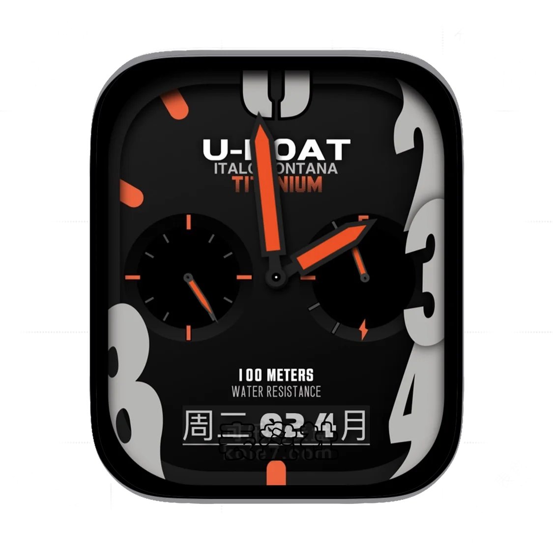 UBOAT酷黑橙轮廓数字Ultra专用 表盘