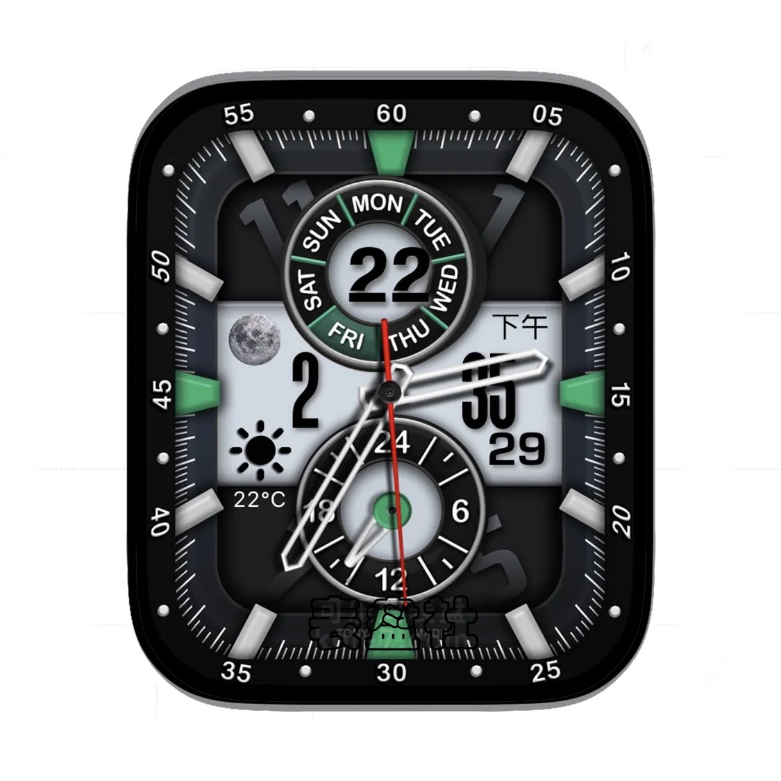 RL灰黑多功能显示月相表盘