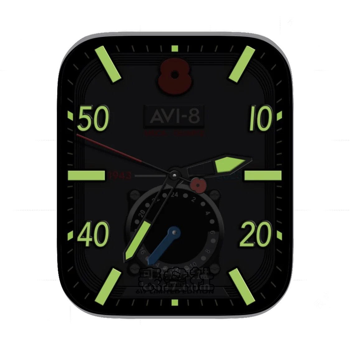 AVI-8灰底单盘式数字夜光表盘