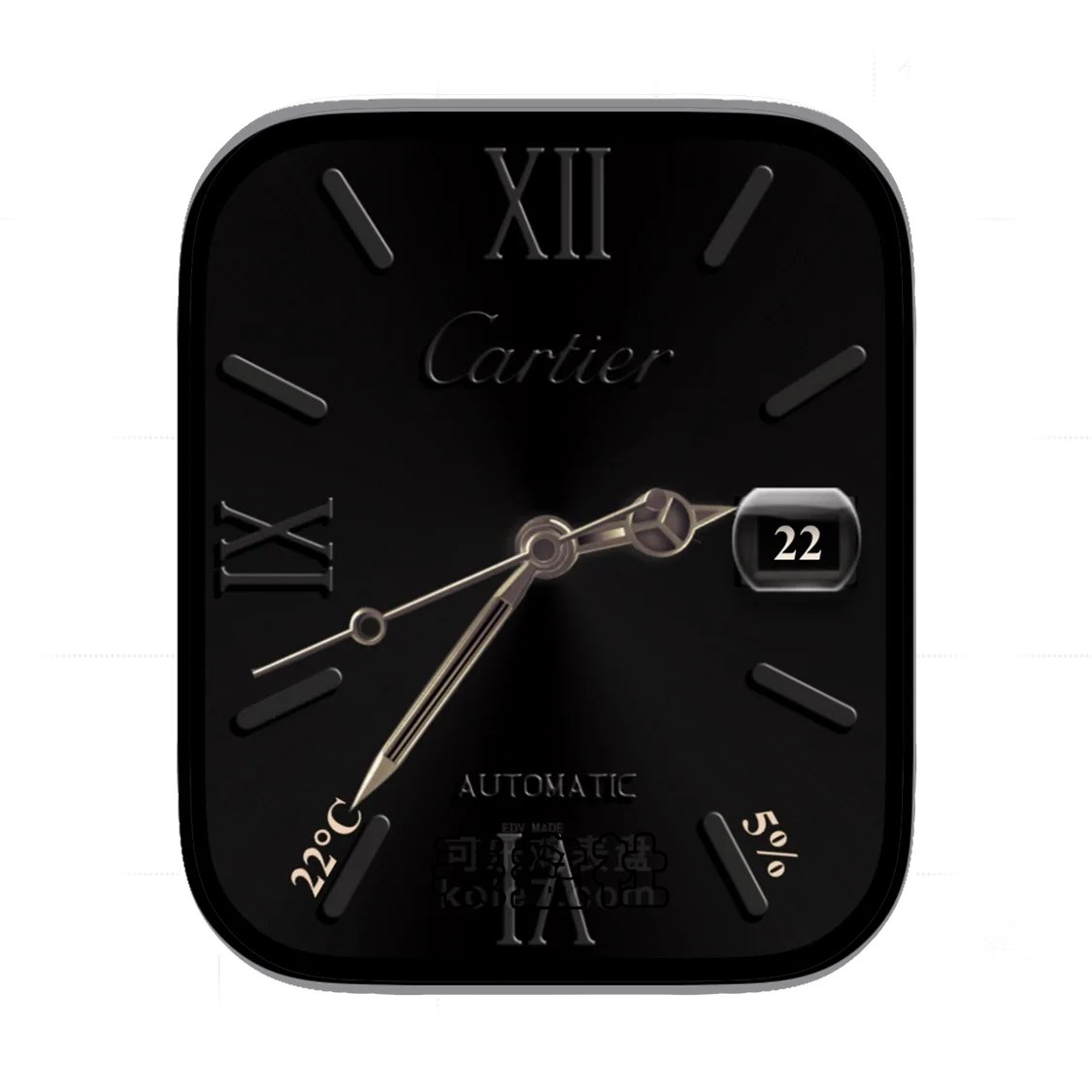 Cartier卡地亚酷黑罗马数字金属质感年历表盘