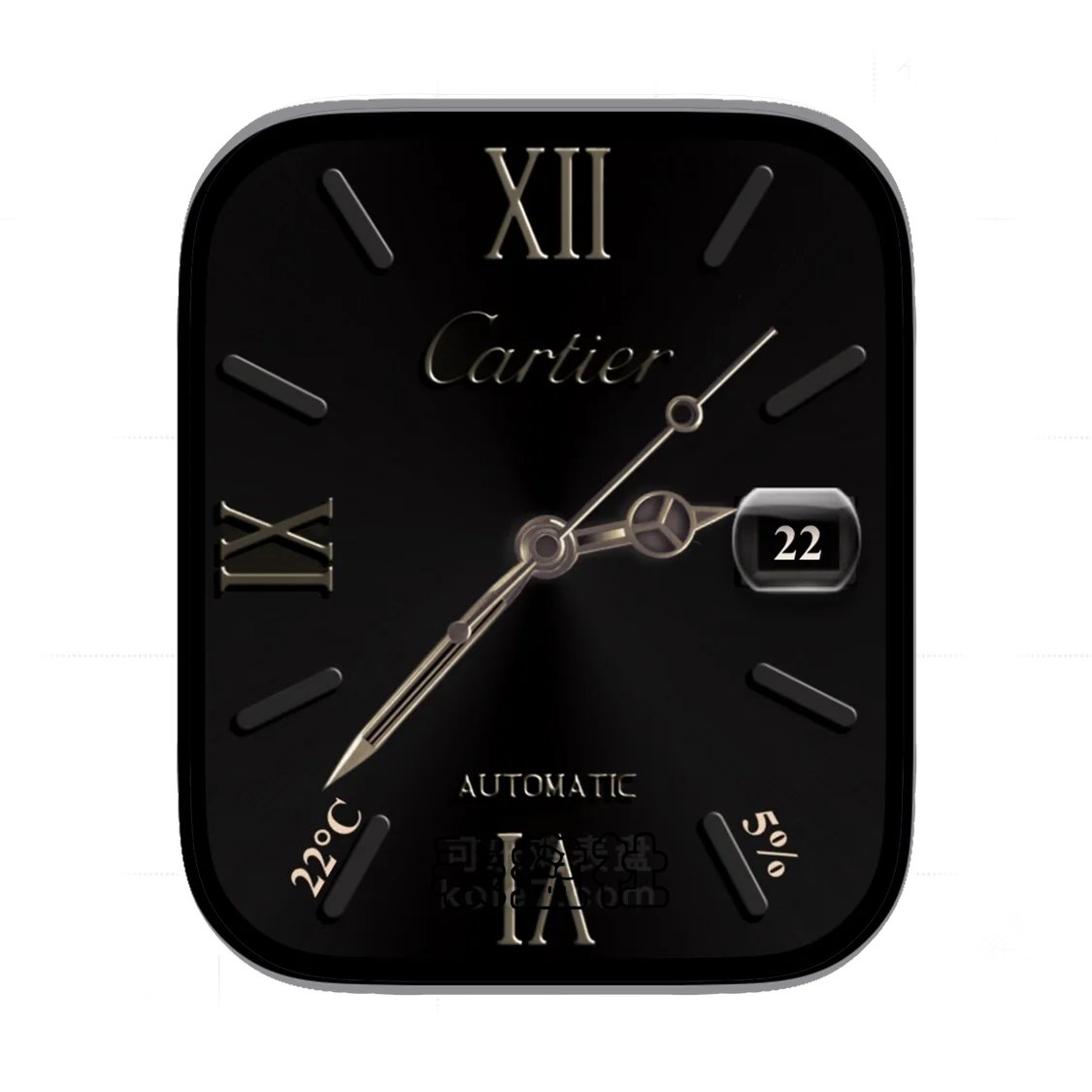 Cartier卡地亚金色罗马数字金属质感年历表盘