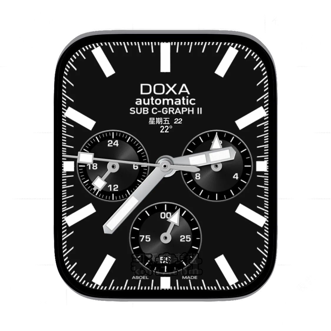 Doxa时度酷黑三盘式表盘