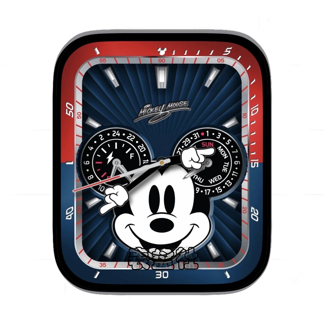 Mickey可爱米奇双盘式放射状墨蓝底表盘