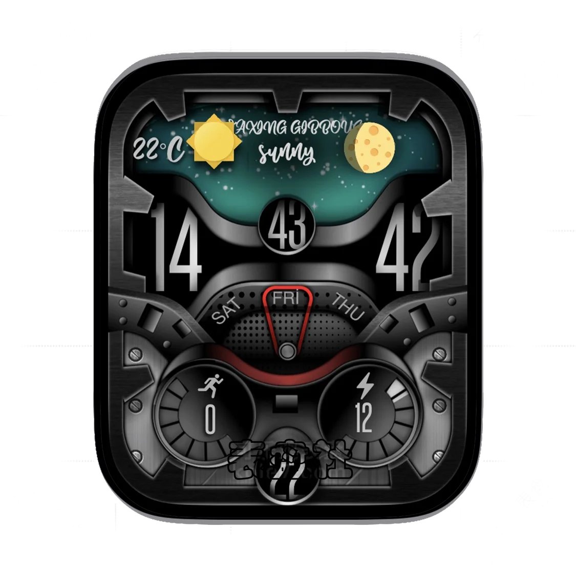 RJ酷黑高级金属质感多功能数字表盘