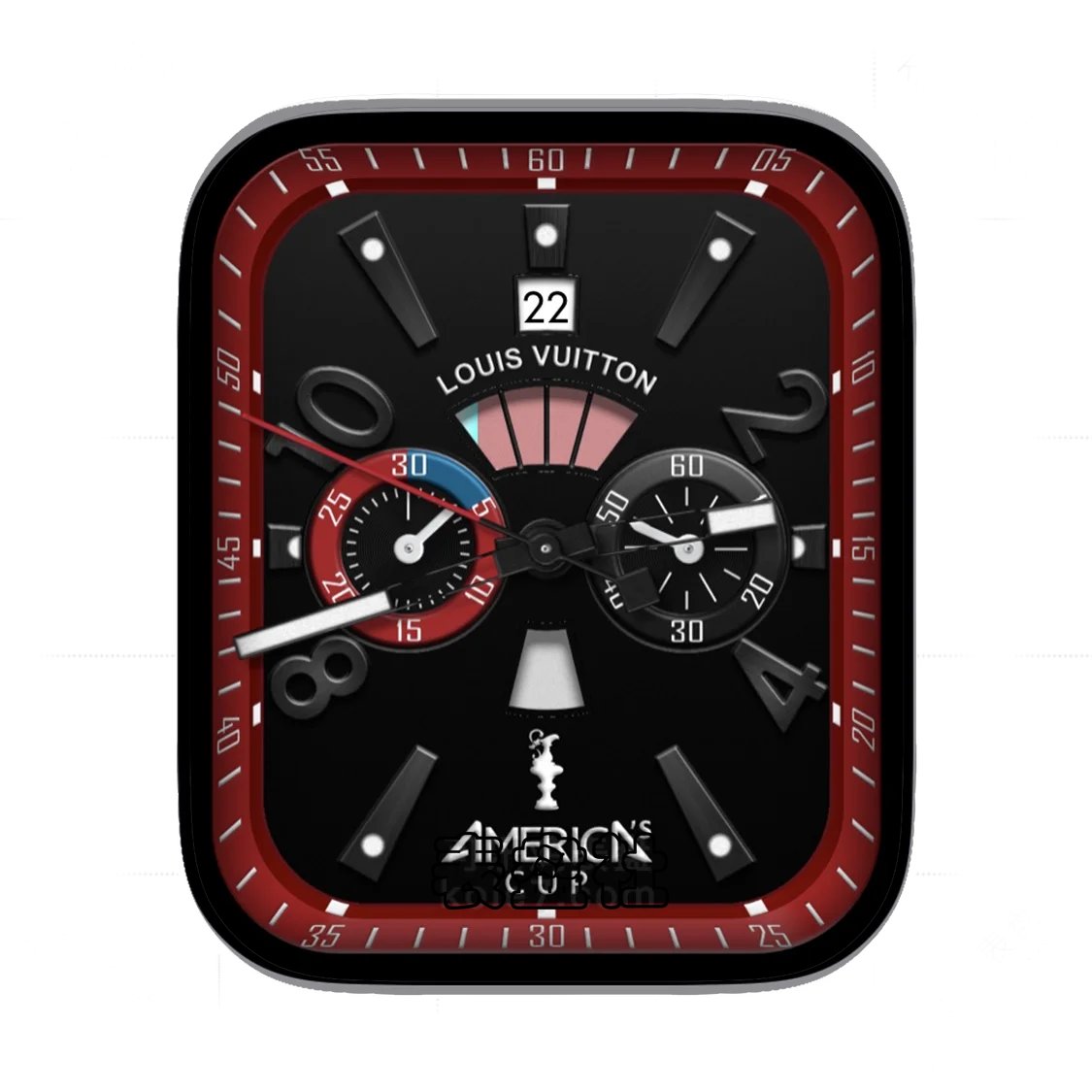 louis vuitton路易斯威酷黑双盘式年历表盘