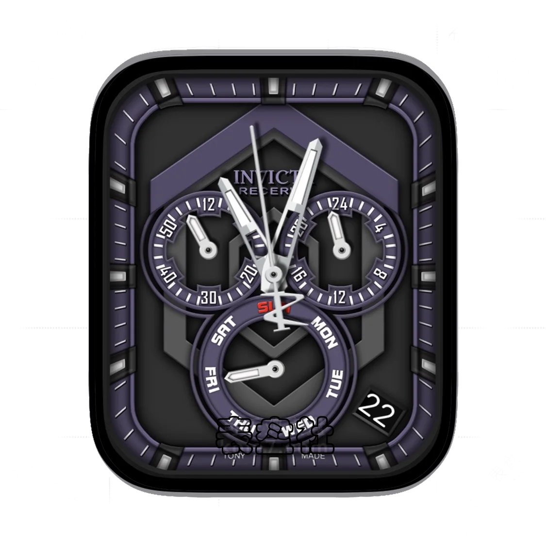 INVICTA因维克塔暗紫双盘式年历表盘