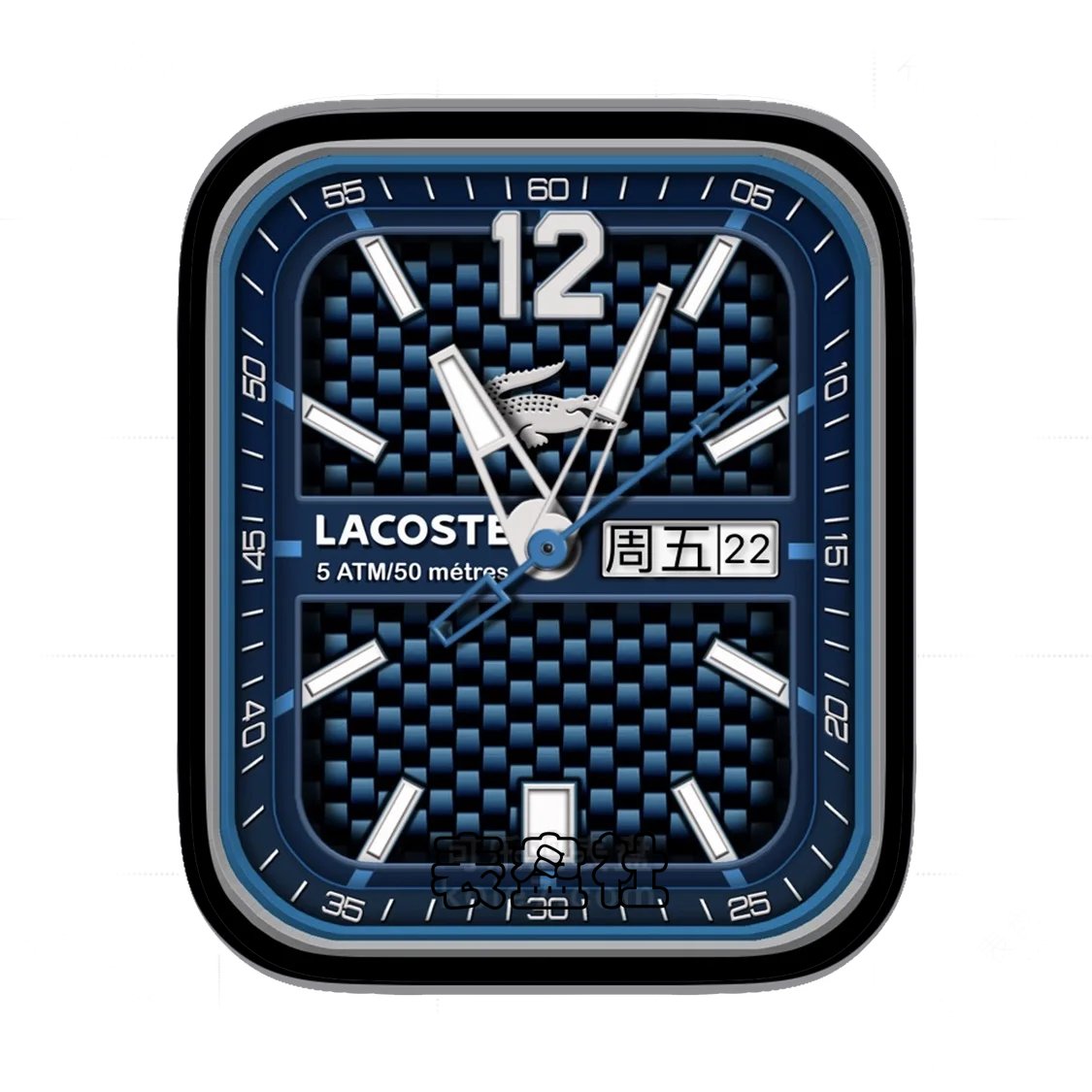 LACOSTE鳄鱼牌蓝底小方格表盘