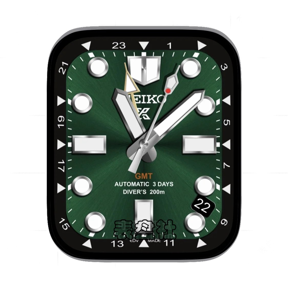 SEIKO精工绿水鬼太阳纹年历表盘