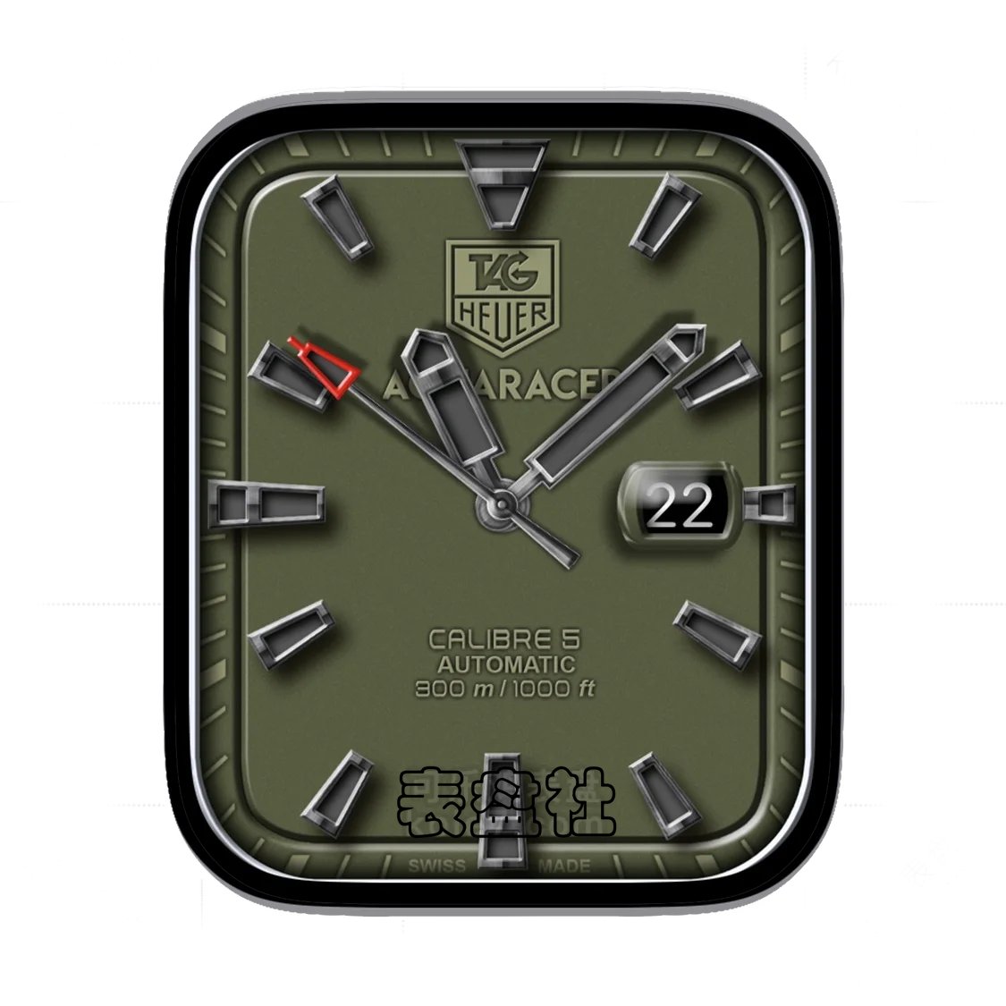 TAG-HEUER泰格豪雅军绿简约年历表盘