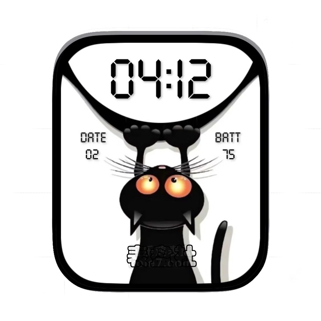 黑猫挠爪子简约数字表盘