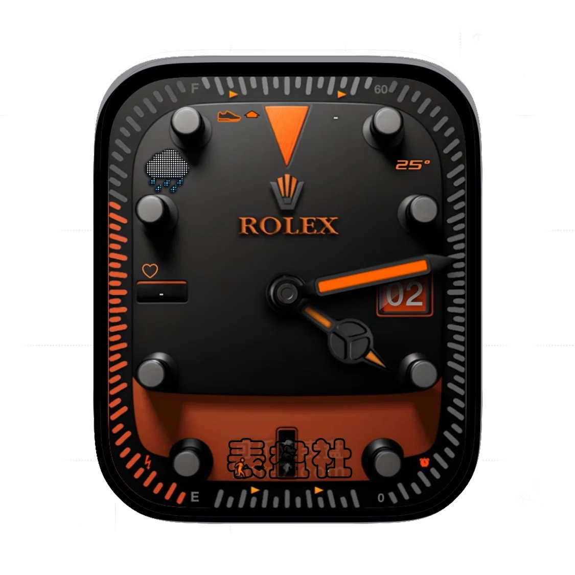 Rolex劳力士酷黑橙复杂功能数字表盘