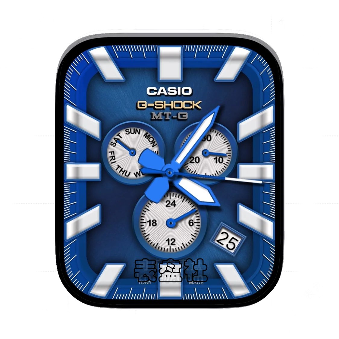 CASIO卡西欧绅士蓝三盘式年历表盘