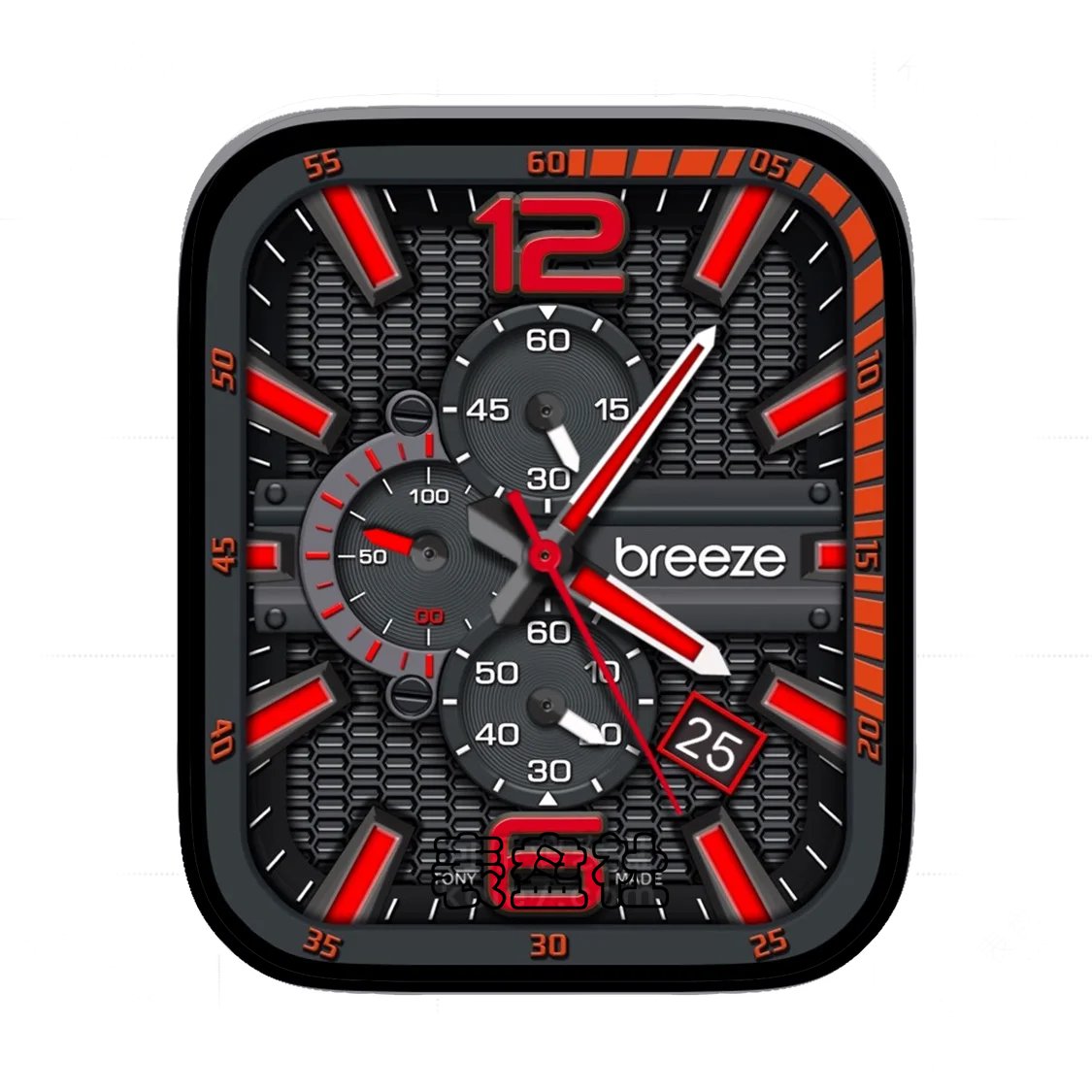 breeze酷黑蜂窝孔三盘式年历表盘