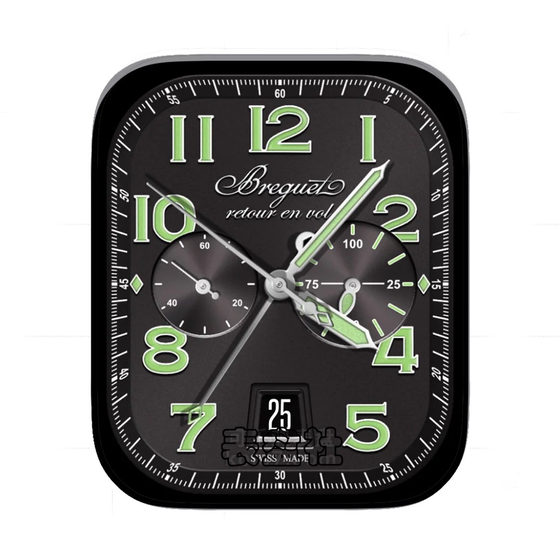 BREGUET宝玑酷黑绿色数字时间双盘式年历Ultra专用表盘