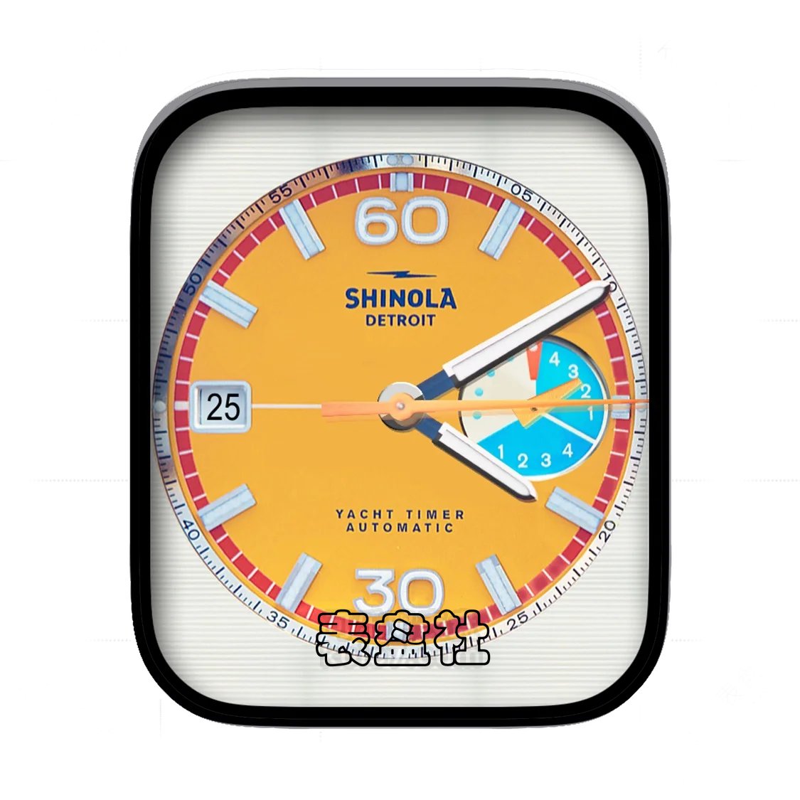 Shinola黄底数字年历表盘