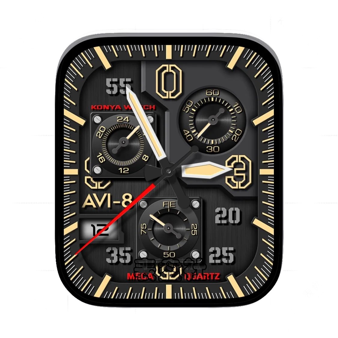 AVI-8高级3D质感三盘式数字表盘