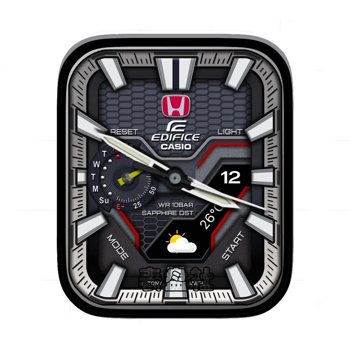 Casio卡西欧本田磨砂黑高清简约数字表盘