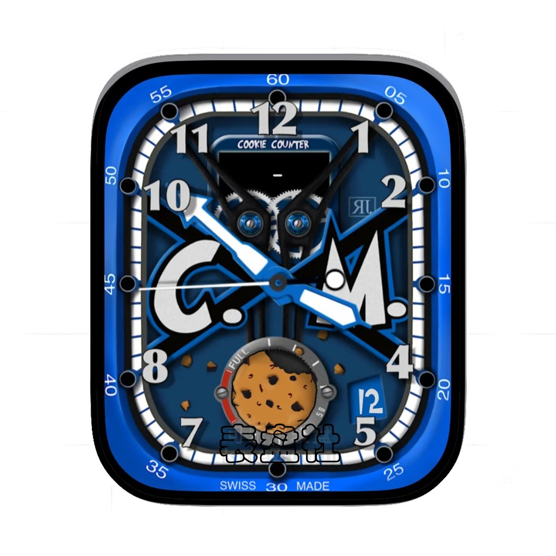 cookiemonster甜饼怪蓝盘简约数字Ultra专用表盘