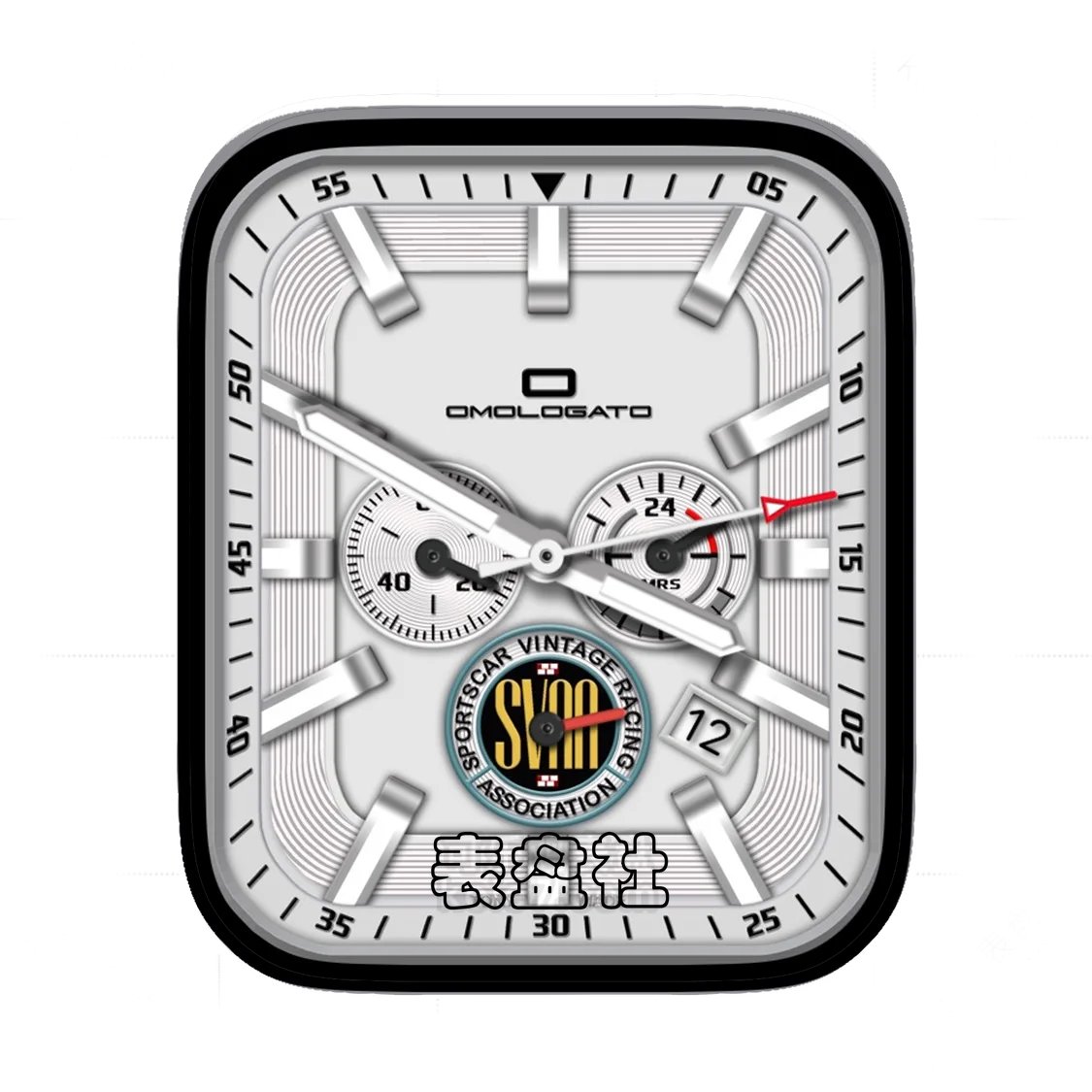 OMOLOGATO简约灰3D质感三盘式年历表盘