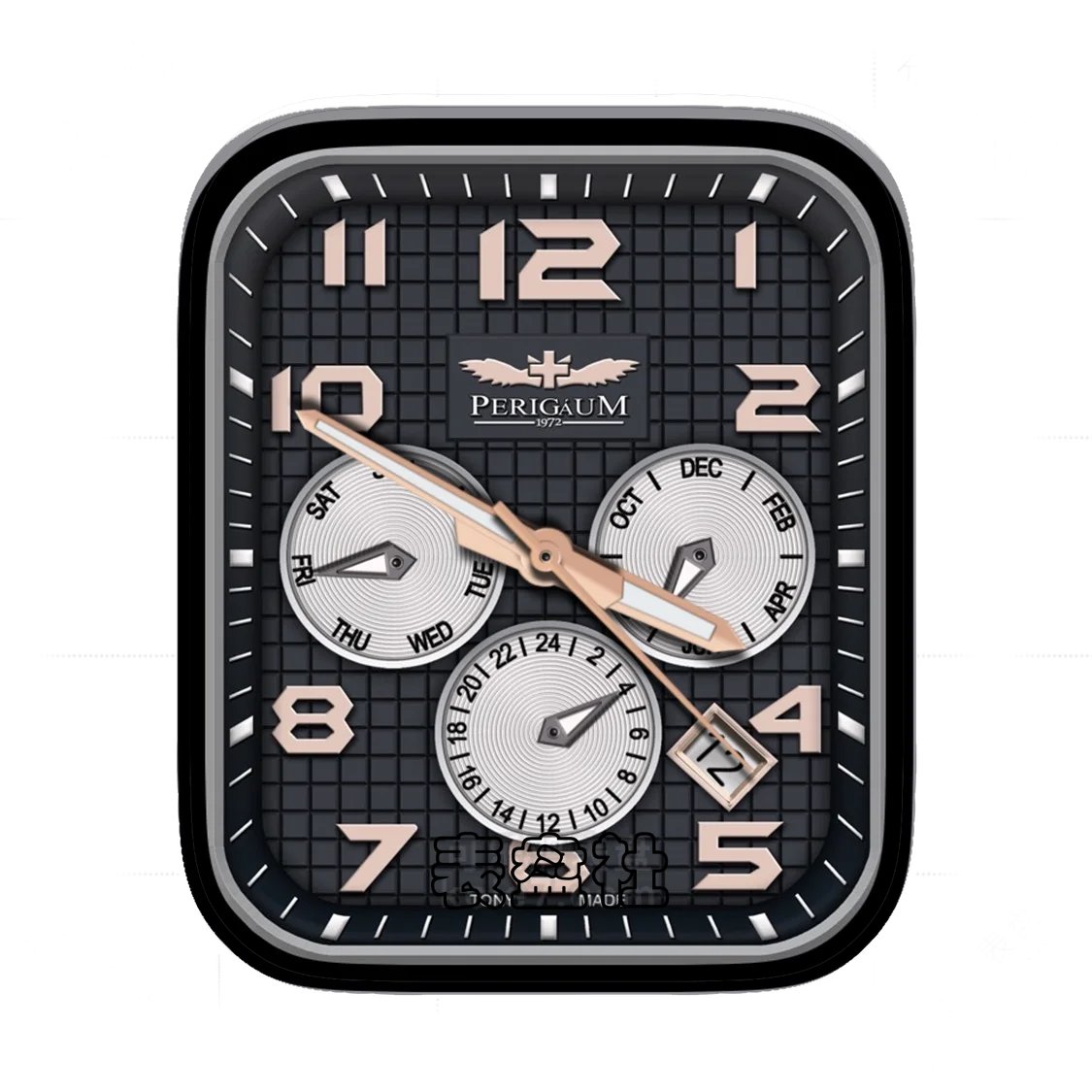 PERIGAUM佩里高姆德国牌三盘式年历数字表盘