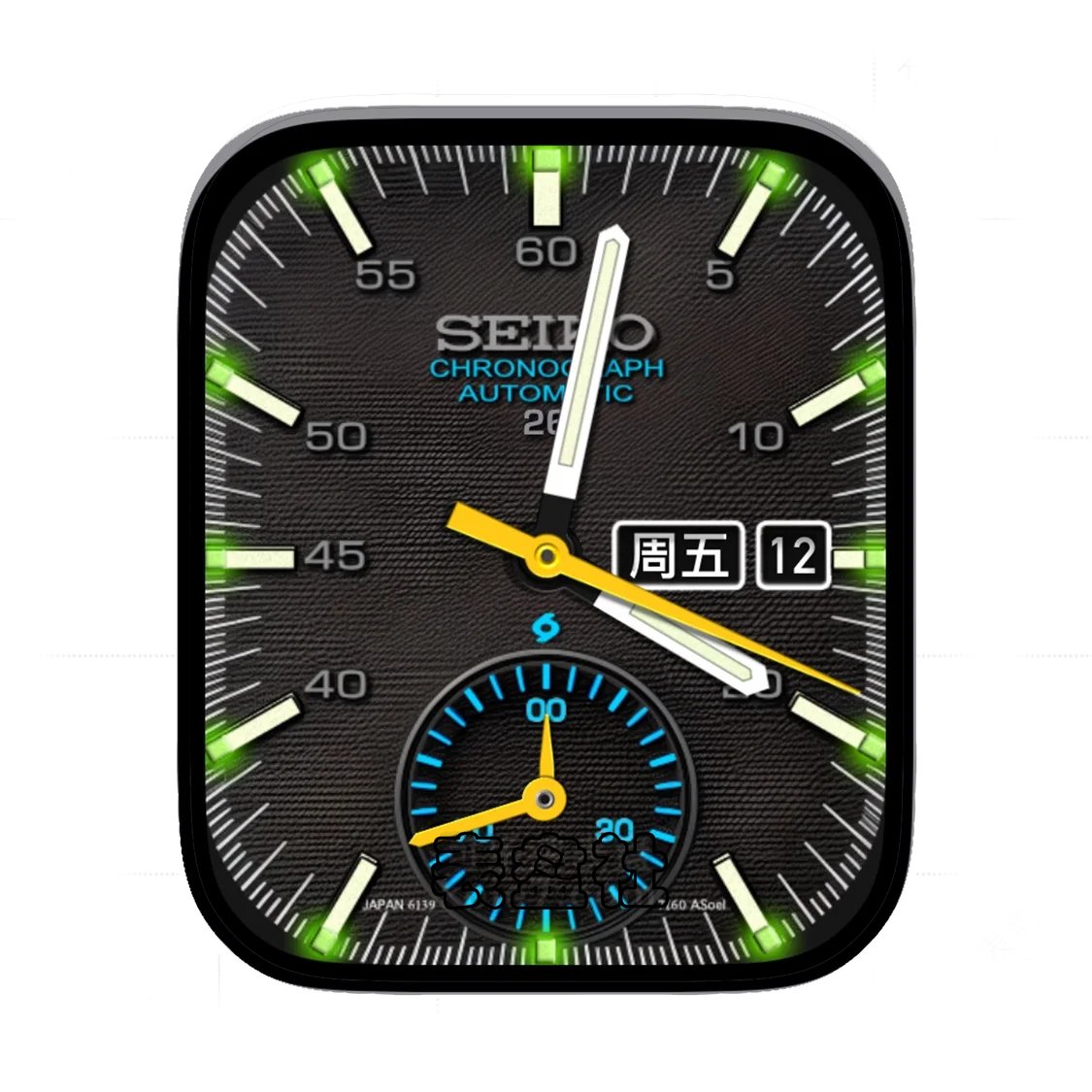 Seiko精工单盘式荧光绿Ultra专用表盘