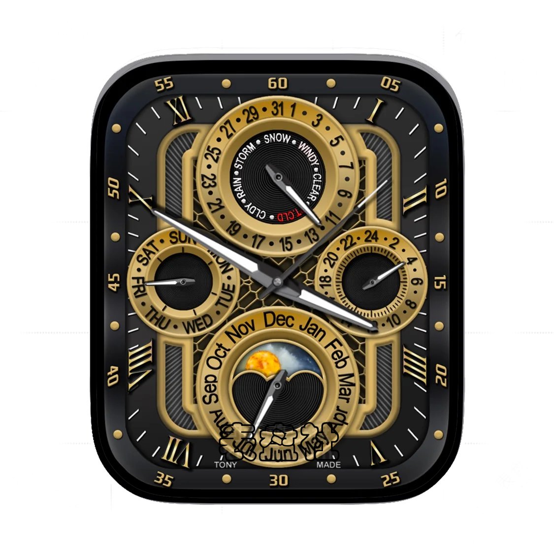 罗马数字四盘式月相表盘