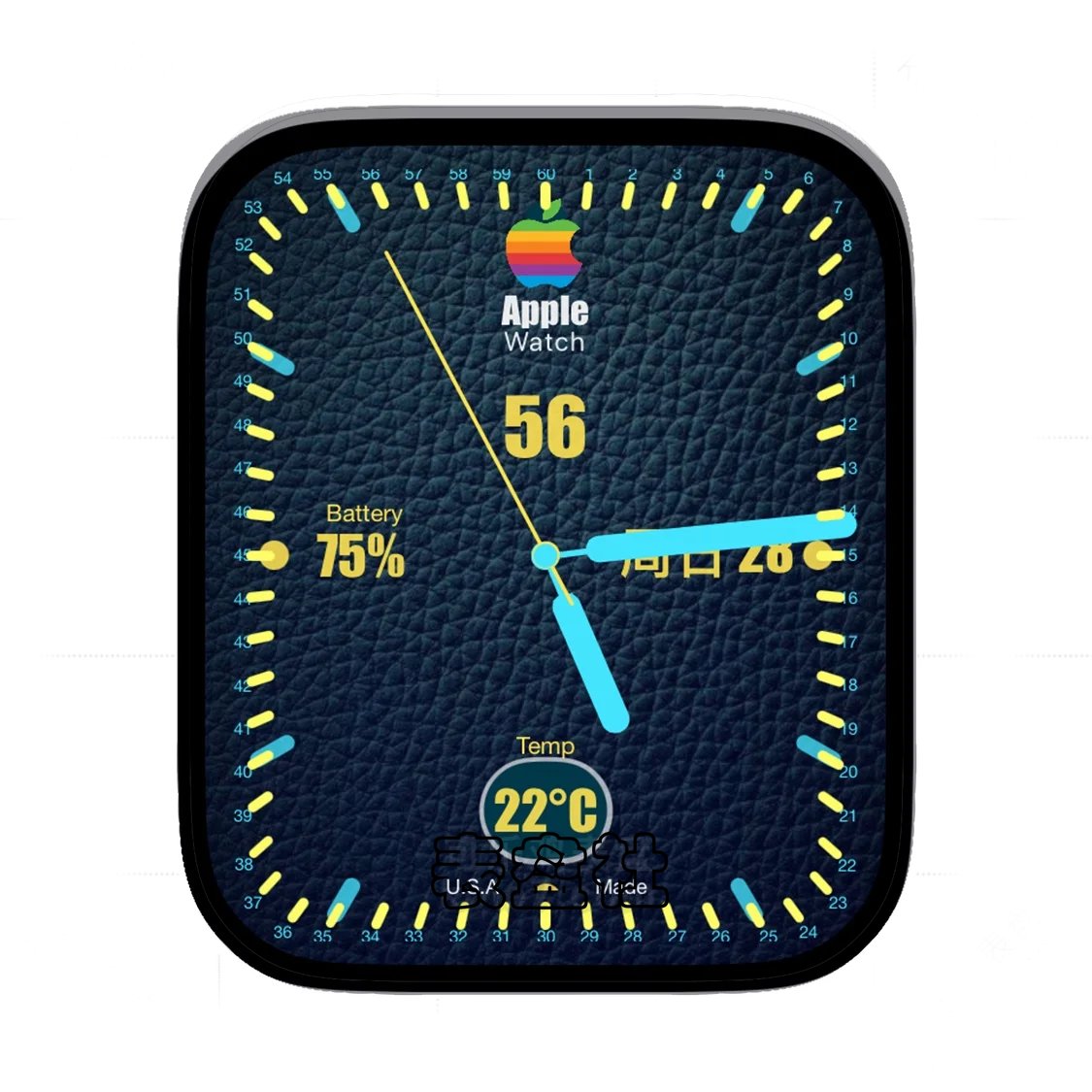 Apple苹果简约logo蓝盘仿皮表盘