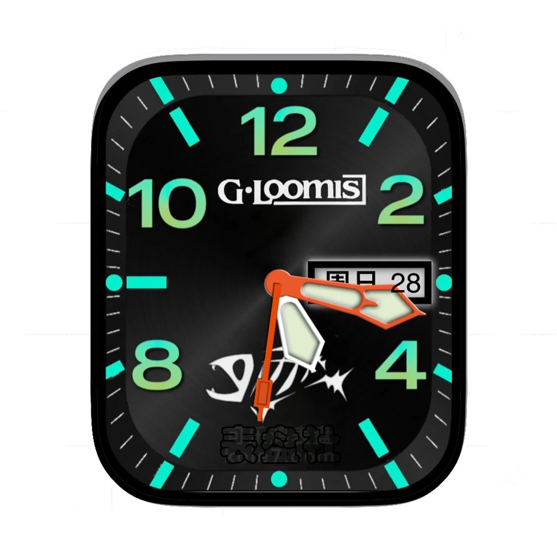 Gloomis鱼骨酷黑蓝绿渐变金属拉丝绿色渐变简约数字表盘