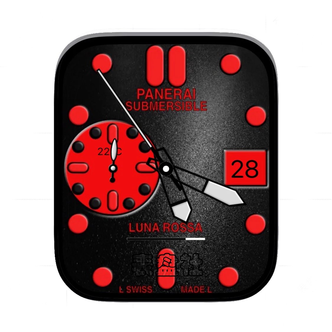 PANERAI沛纳海磨砂黑红色简约年历表盘