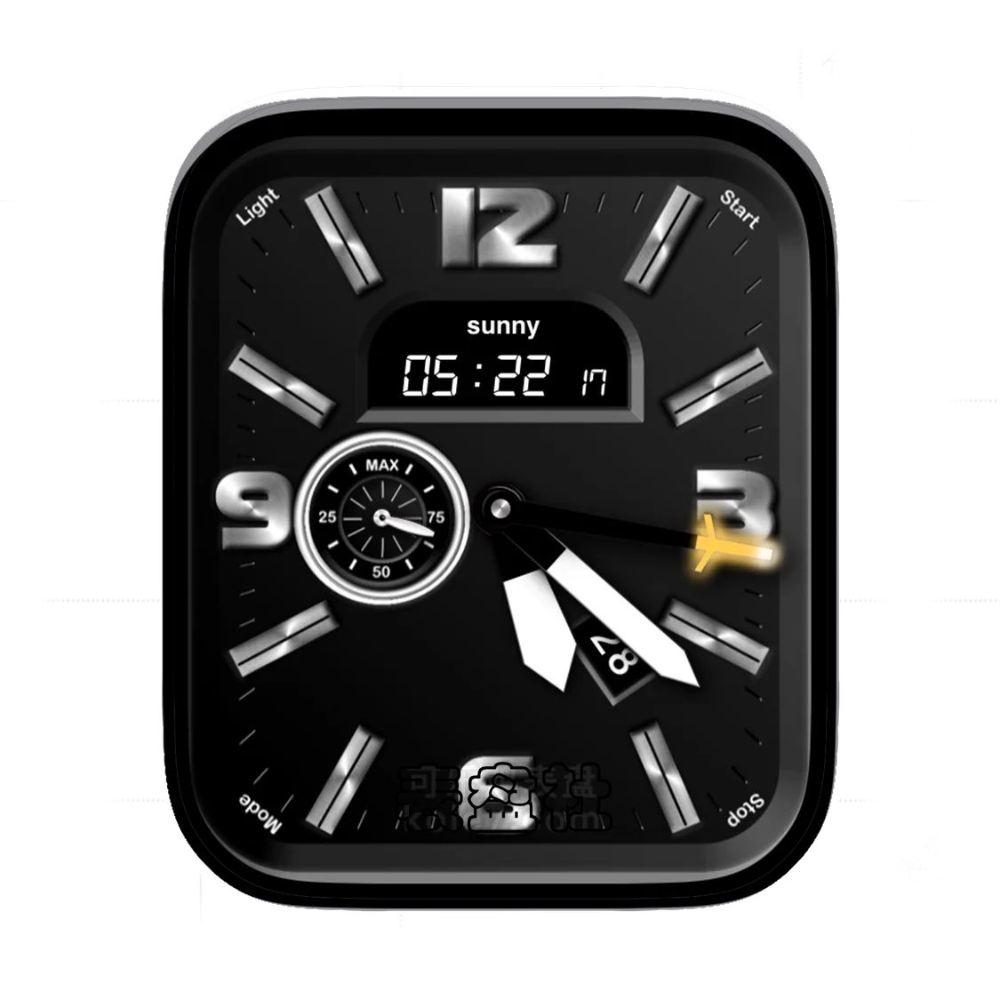 酷黑3D质感简约数字表盘
