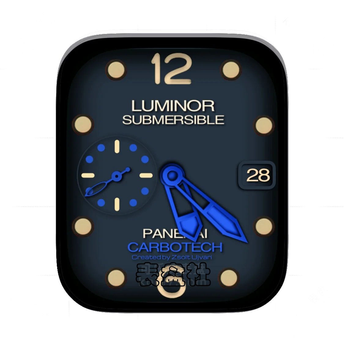 PANERAI沛纳海墨蓝金属拉丝年历表盘