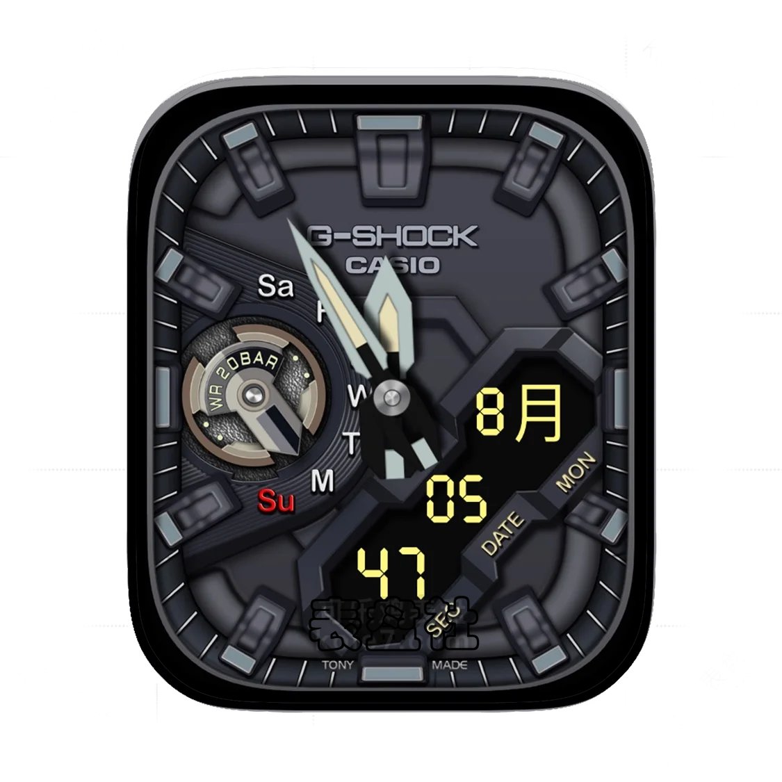 Casio卡西欧磨砂灰高级3D质感Ultra专用表盘