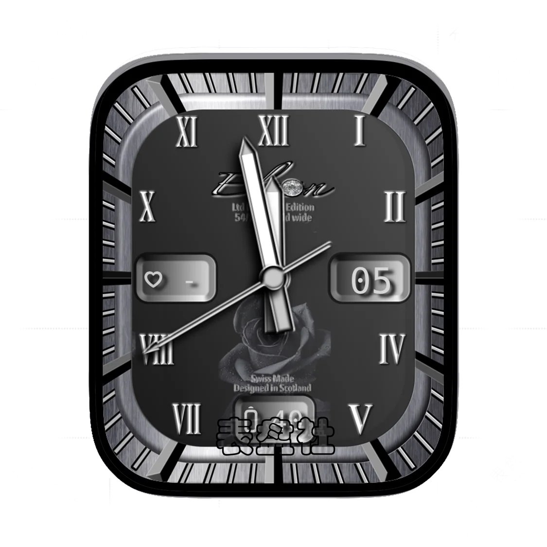 Elon酷黑简约罗马数字表盘