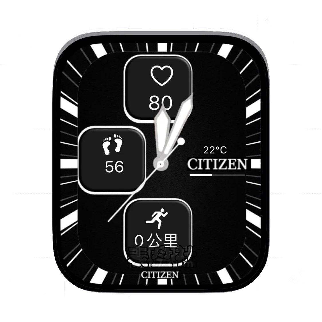 CITIZEN西铁城酷黑三盘式简约数字表盘