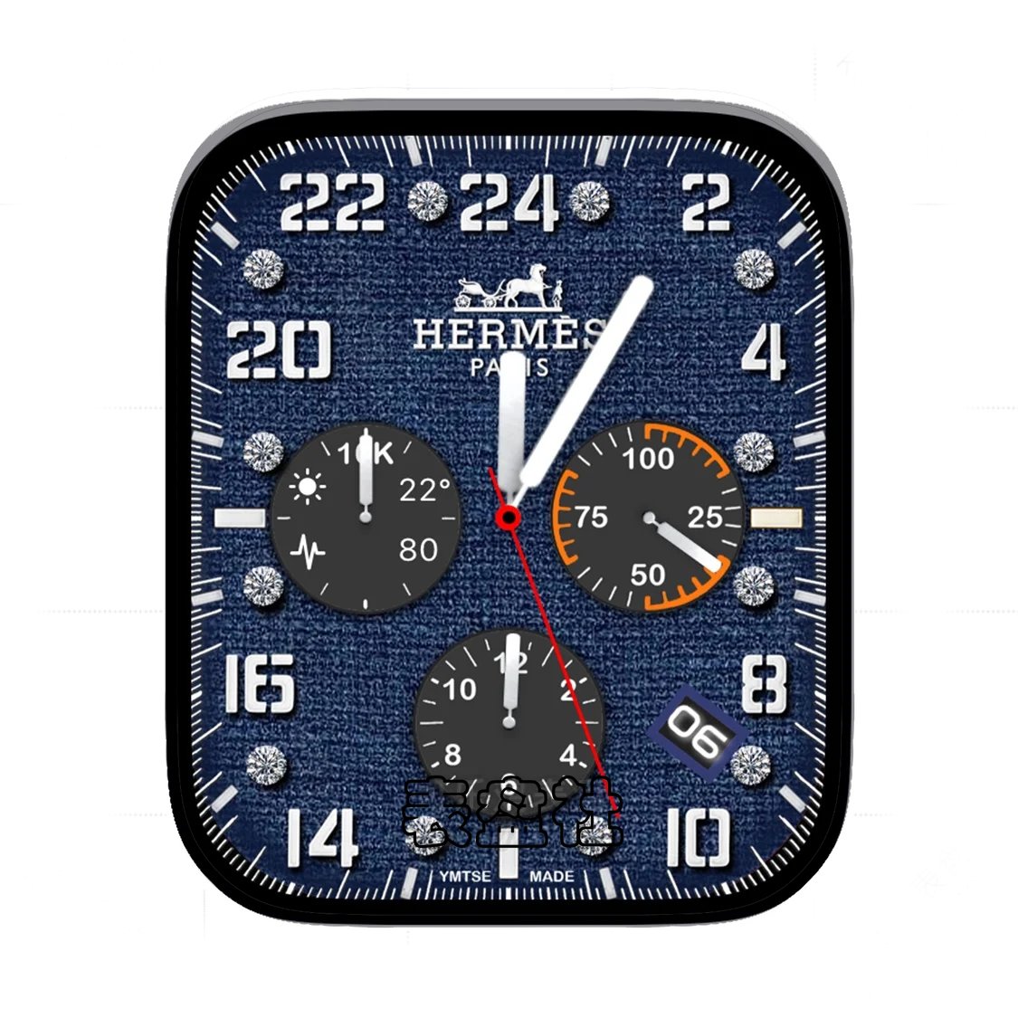 Hermes爱马仕牛仔布三盘式年历表盘