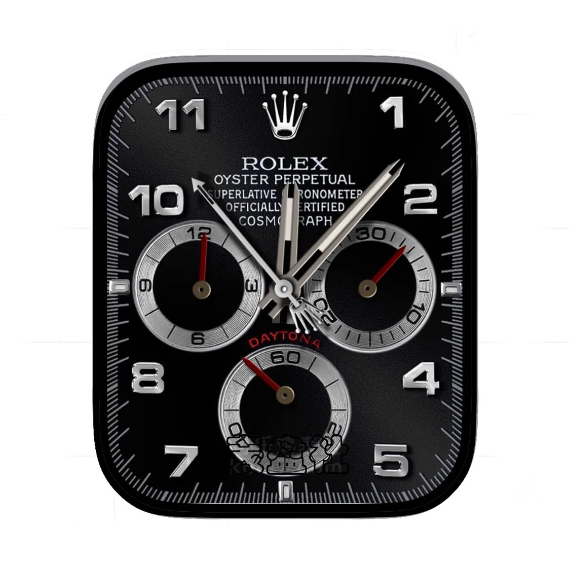 Rolex劳力士酷黑逼真效果三盘式简约数字表盘.clock&clock2 74309