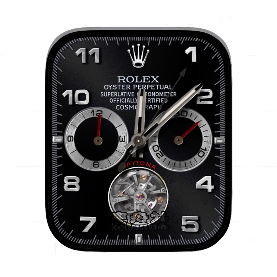 Rolex劳力士陀飞轮酷黑逼真效果三盘式简约数字表盘