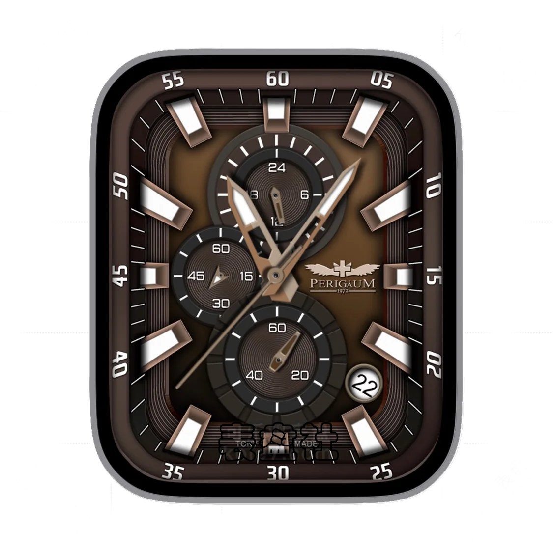 PERIGÁUM棕色三盘式年历指针表盘