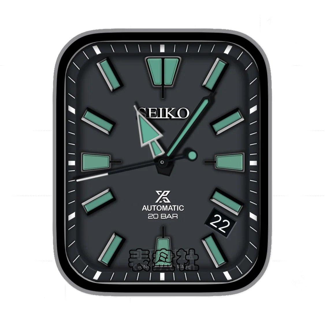 SEIKO精工黑绿色年历指针简约表盘