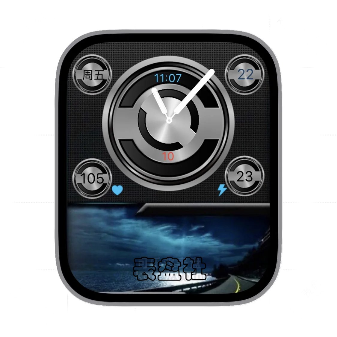 夜景海洋大圆盘日期时间表盘