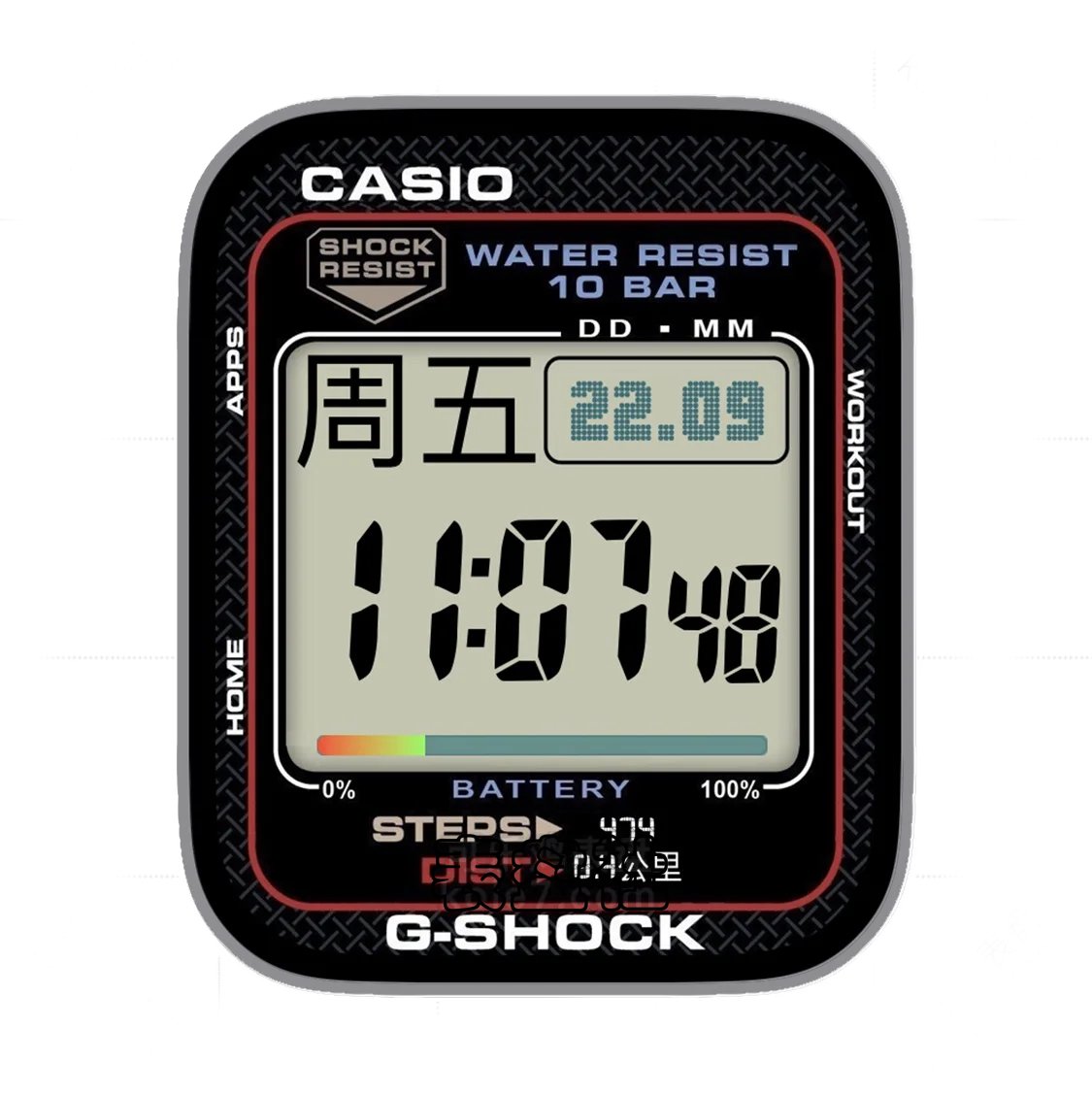 CASIO卡西欧小方盘日期时间表盘