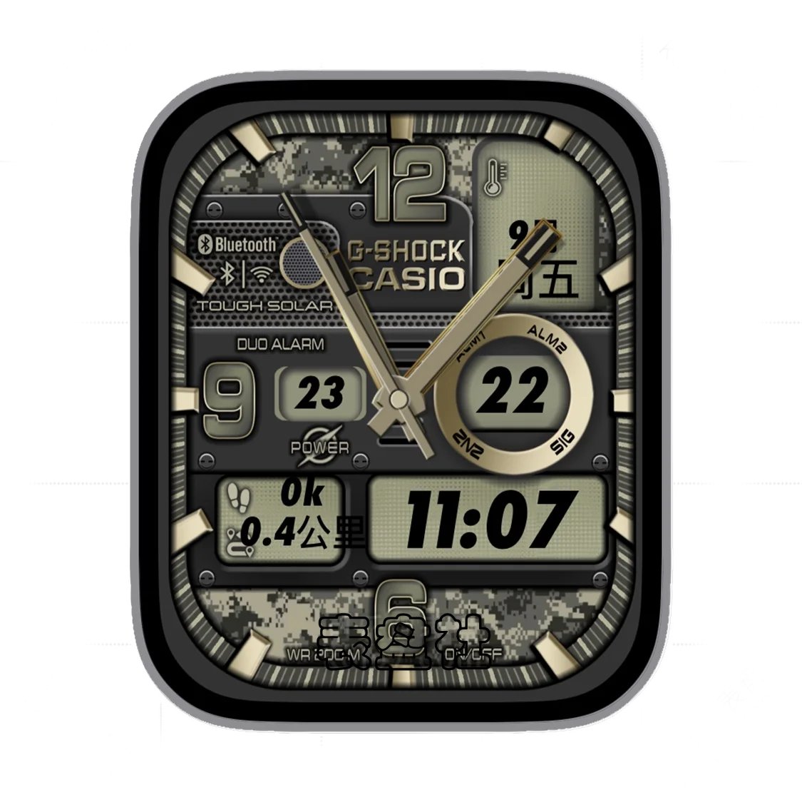 CASIO卡西欧军绿色多功能日期时间数字年历指针ultra专用表盘