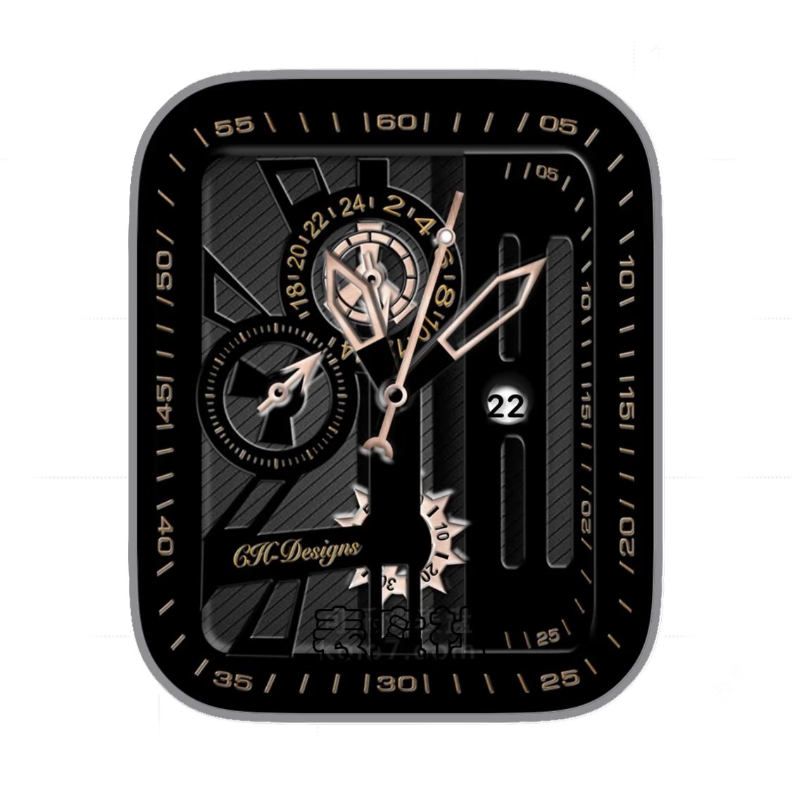 酷黑黄双盘式齿轮机械年历指针表盘