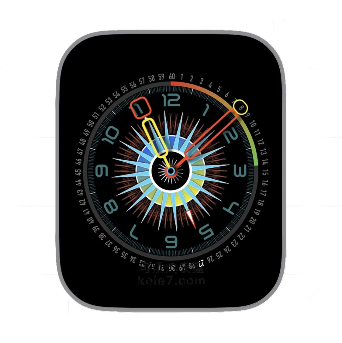 大圆盘数字彩虹色放射形表盘